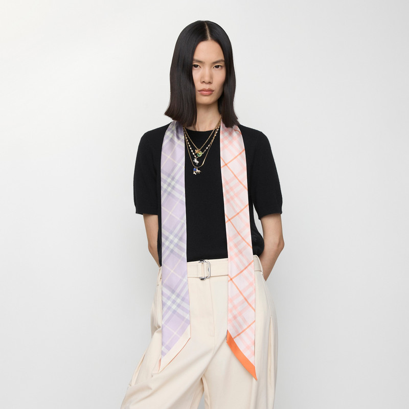 Burberry Skinny Contrast Check Silk Scarf outlook