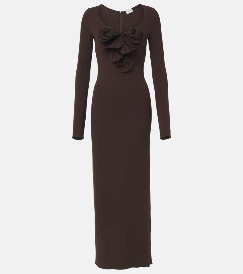 Floral-appliqué jersey maxi dress - 1