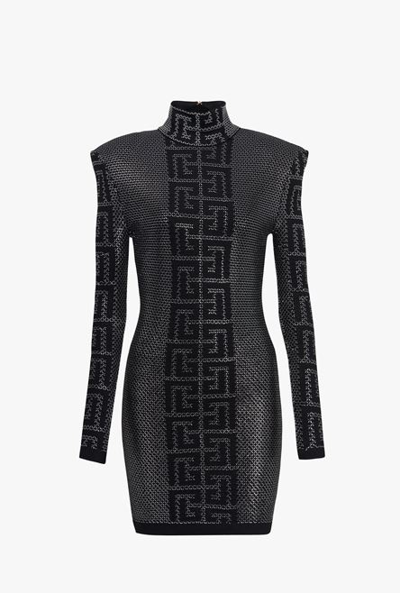 Short dress with black and silver mosaic Balmain monogram - 1