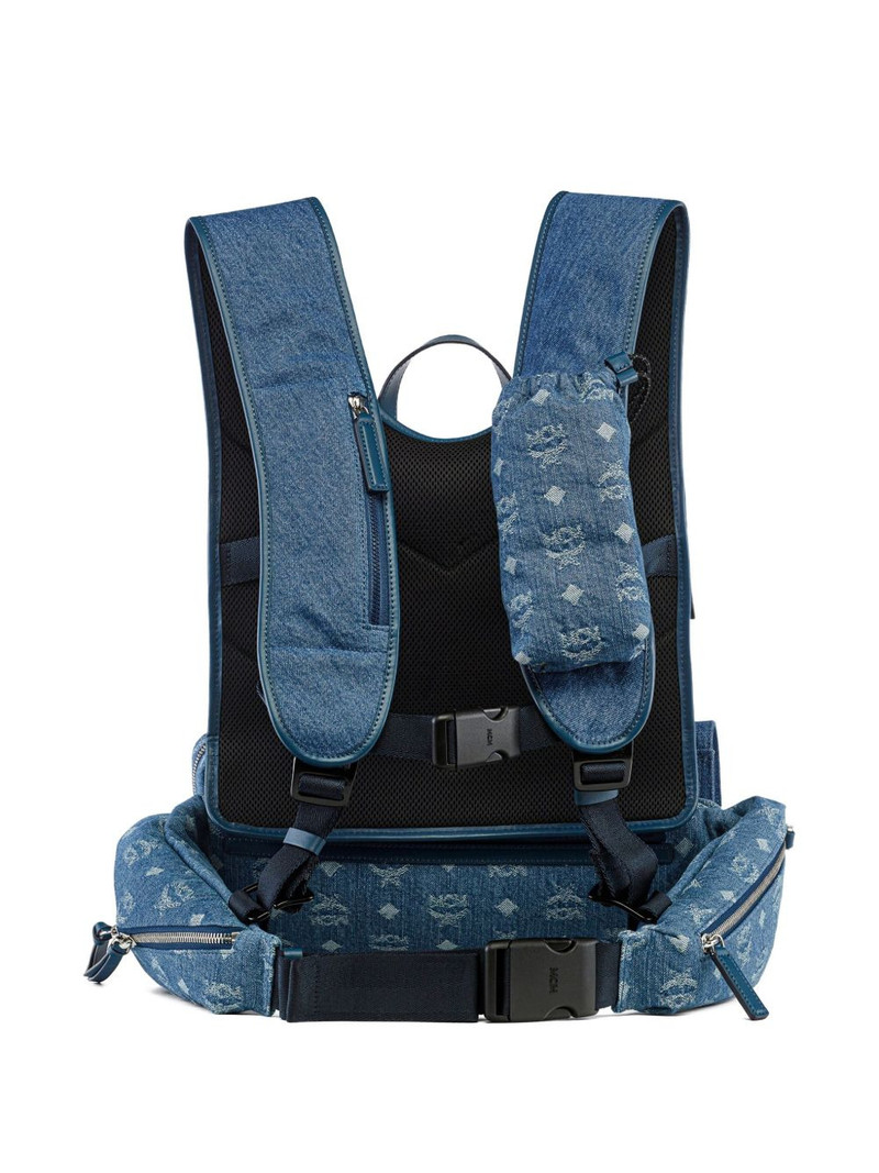 large Aren monogram-jacquard denim multi-backpack 5