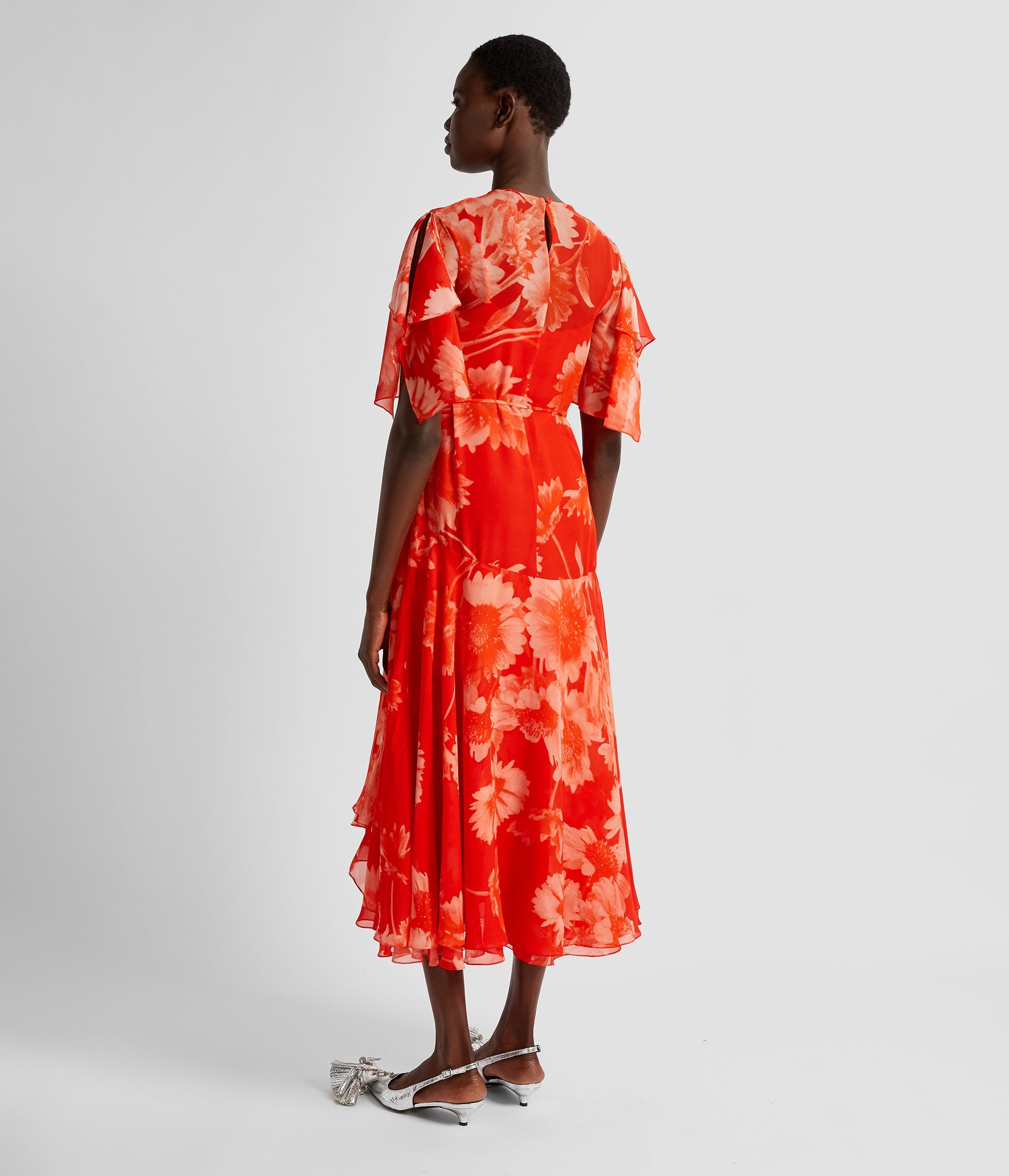 SHORT SLEEVE ASYMMETRIC MIDI DRESS - 3