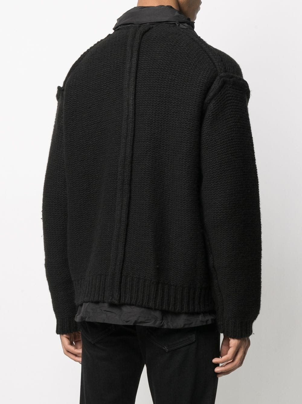 knitted layered hooded jacket - 4