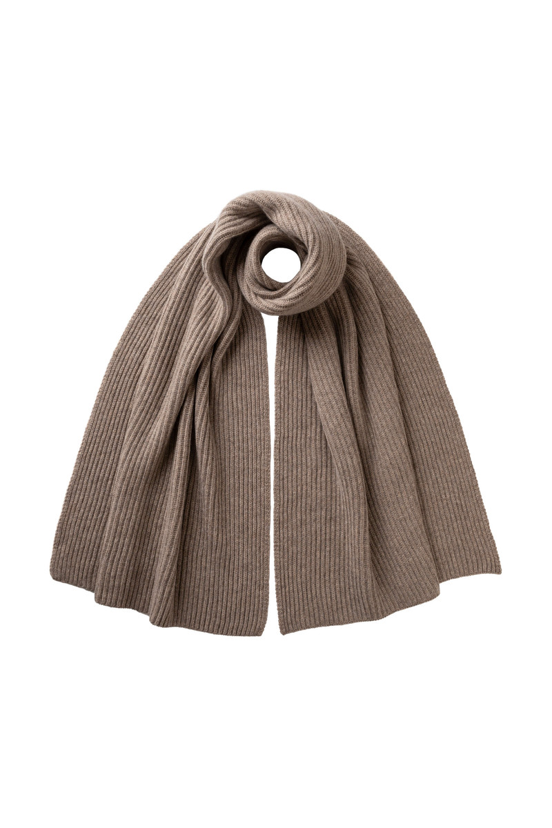 Cardigan Stitch Brown Cashmere Scarf 1