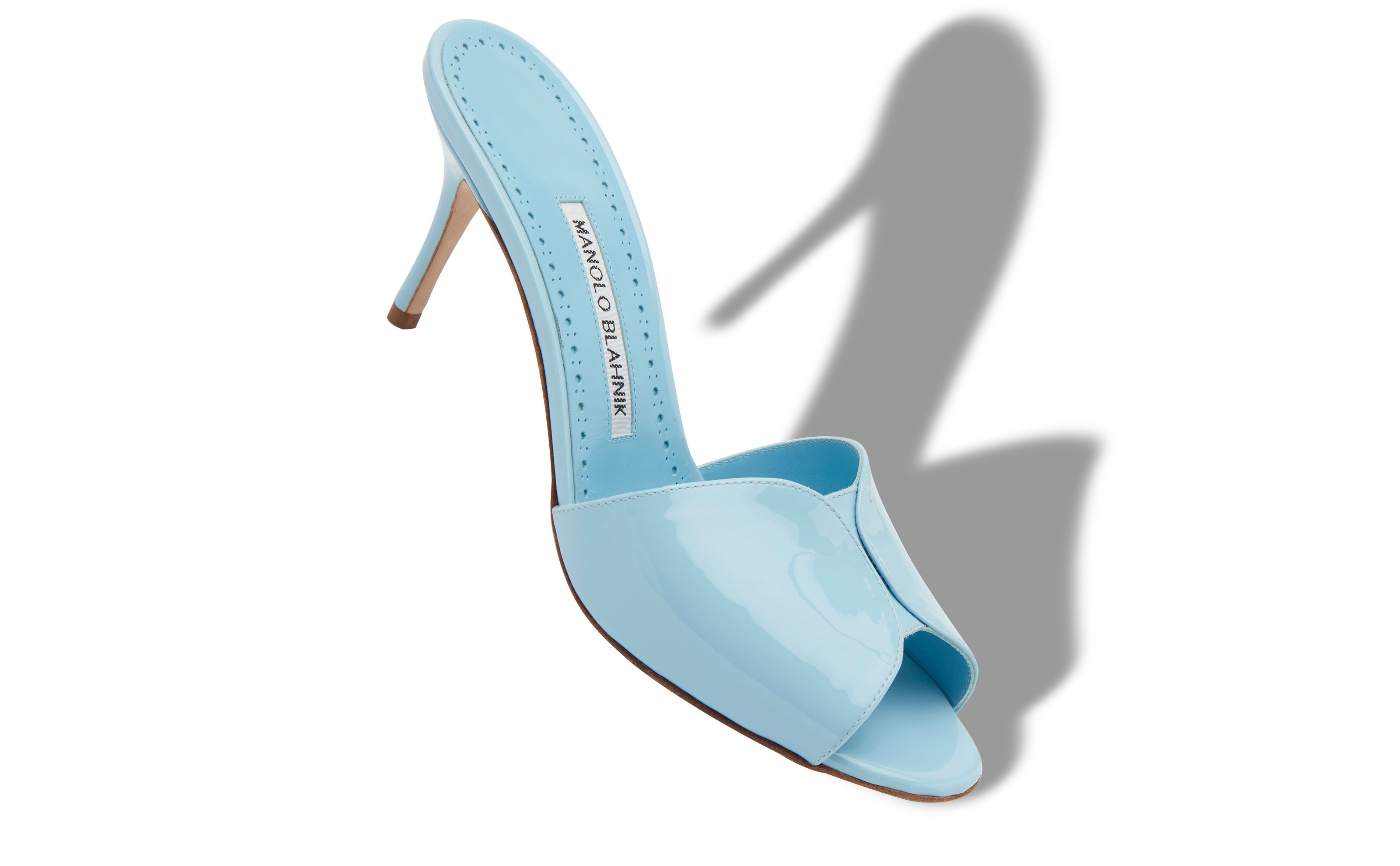 Light Blue Patent Leather Mules - 2