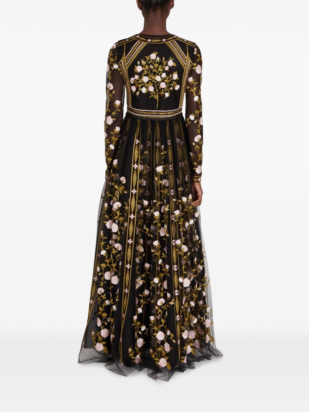 embroidery detail tulle dress - 4