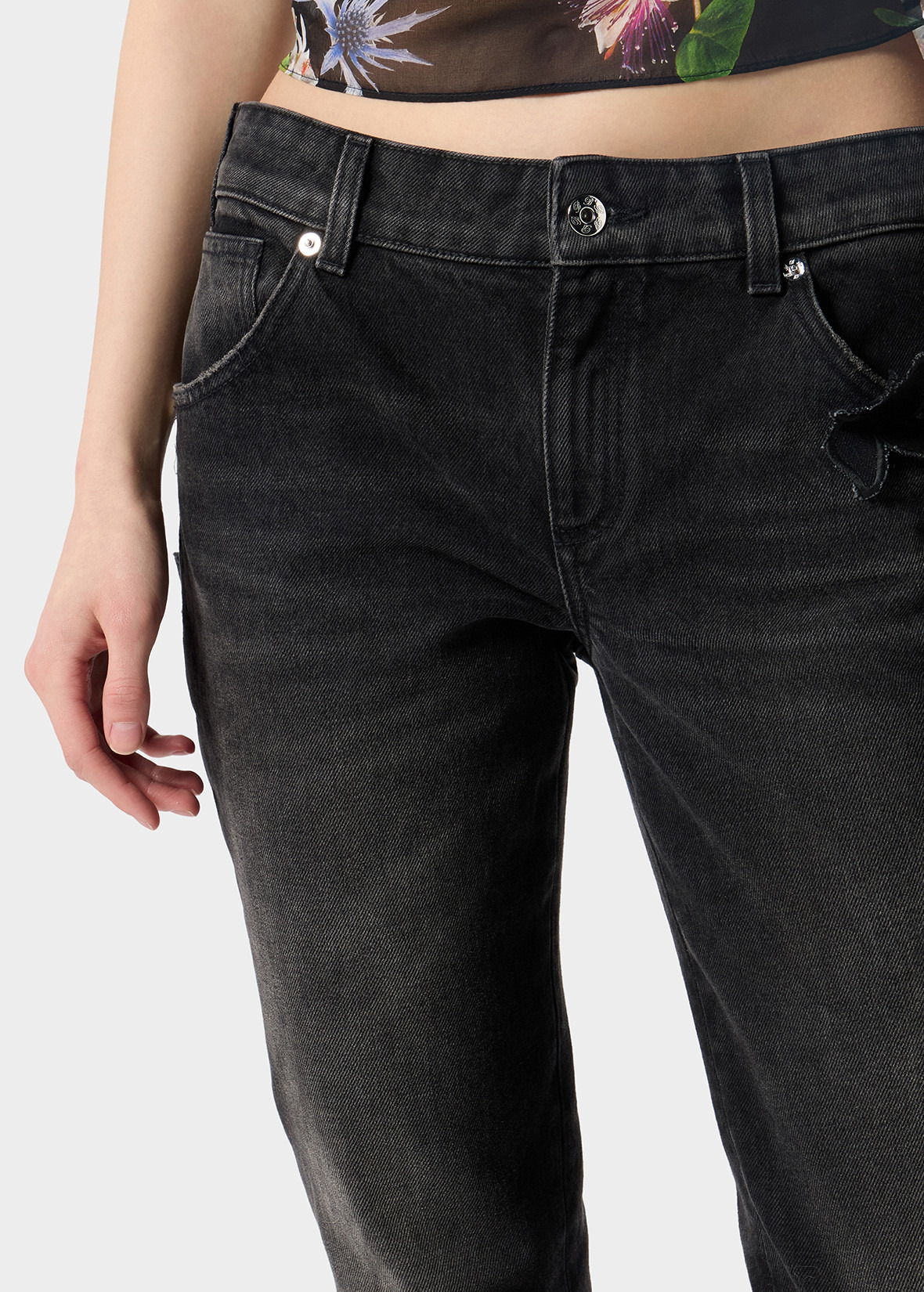 STRAIGHT LEG JEANS WITH EMBROIDERED LOGO - 5