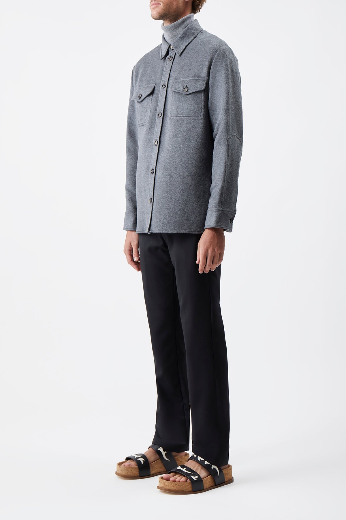 Lucas Overshirt in Dark Grey Melange Winter Silk - 3