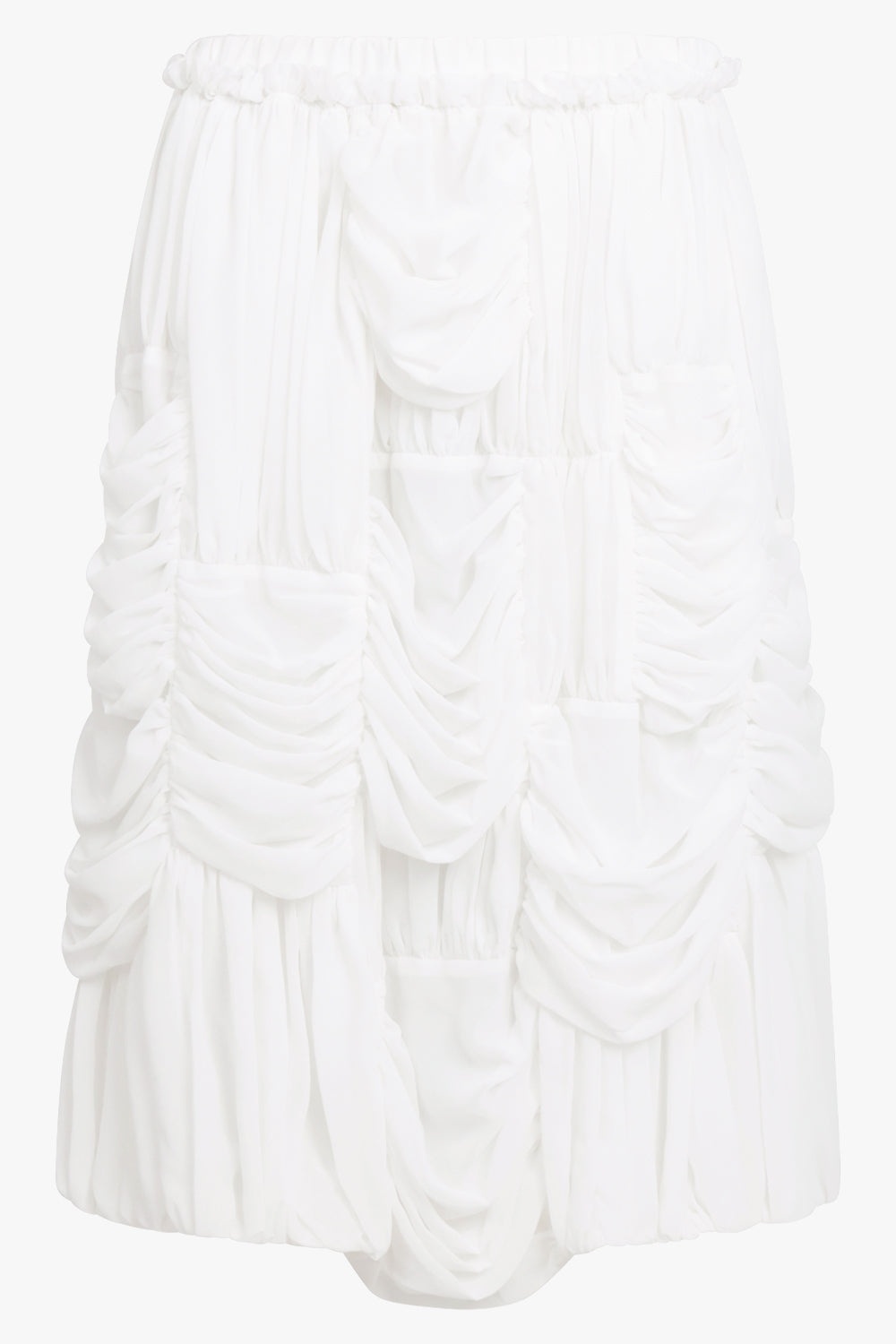 DRAPE RUCHED PANEL DRAWSTRING MIDI SKIRT | WHITE - 1