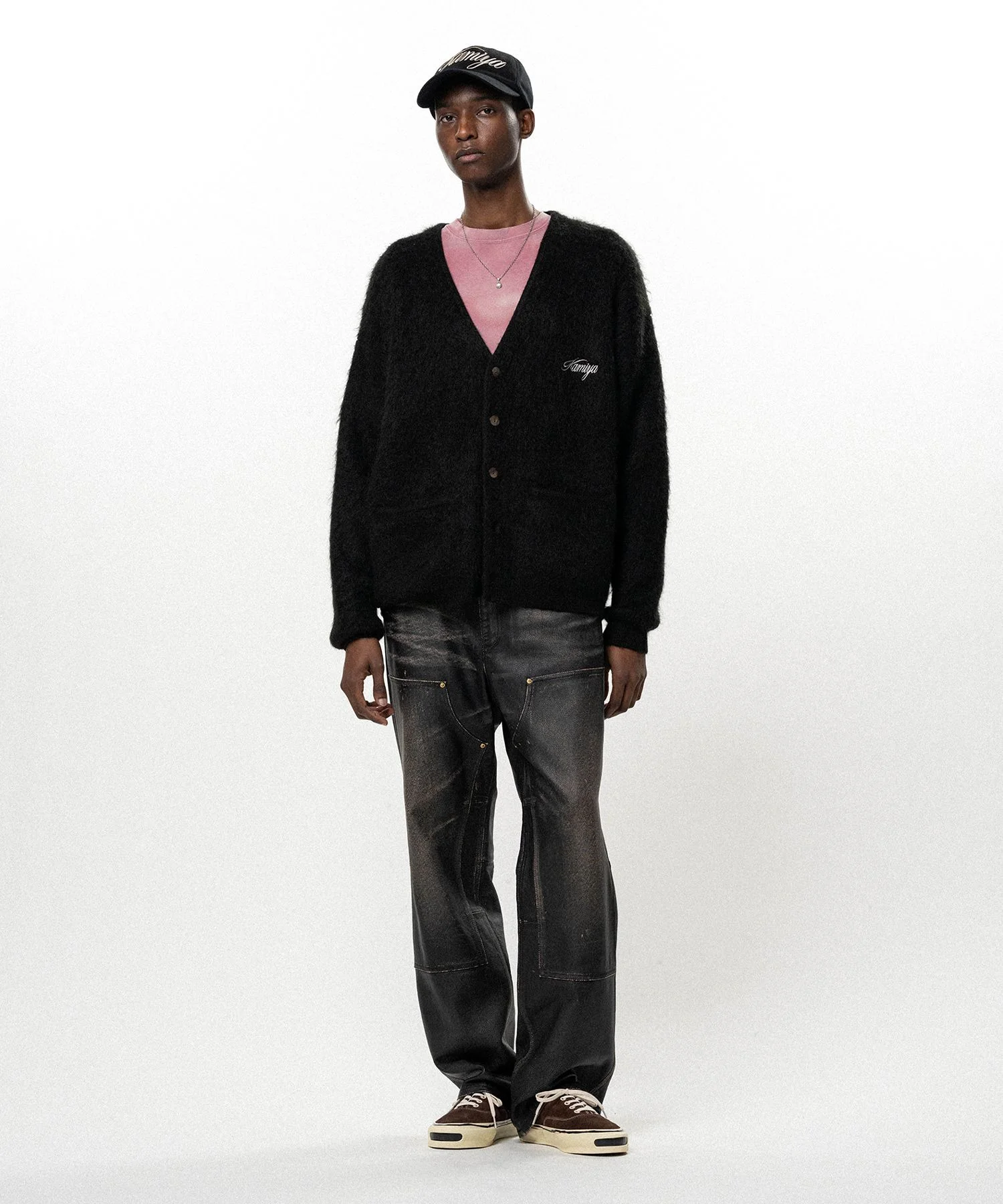 Embroidered Shaggy Mohair Knit Cardigan - 1