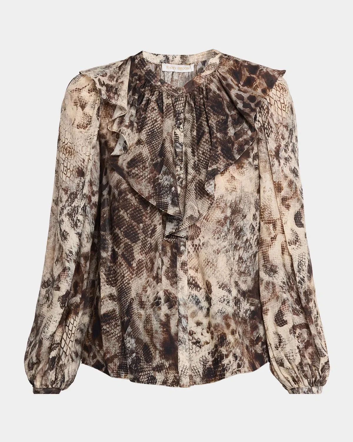 Star Snakeskin-Print Satin Blouse - 1
