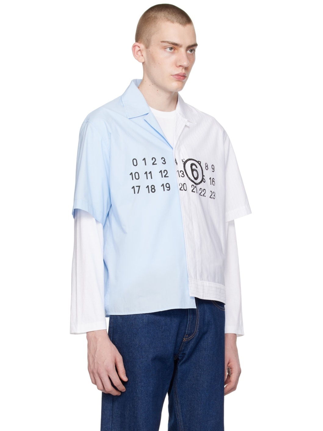 Blue & White Printed Shirt - 2