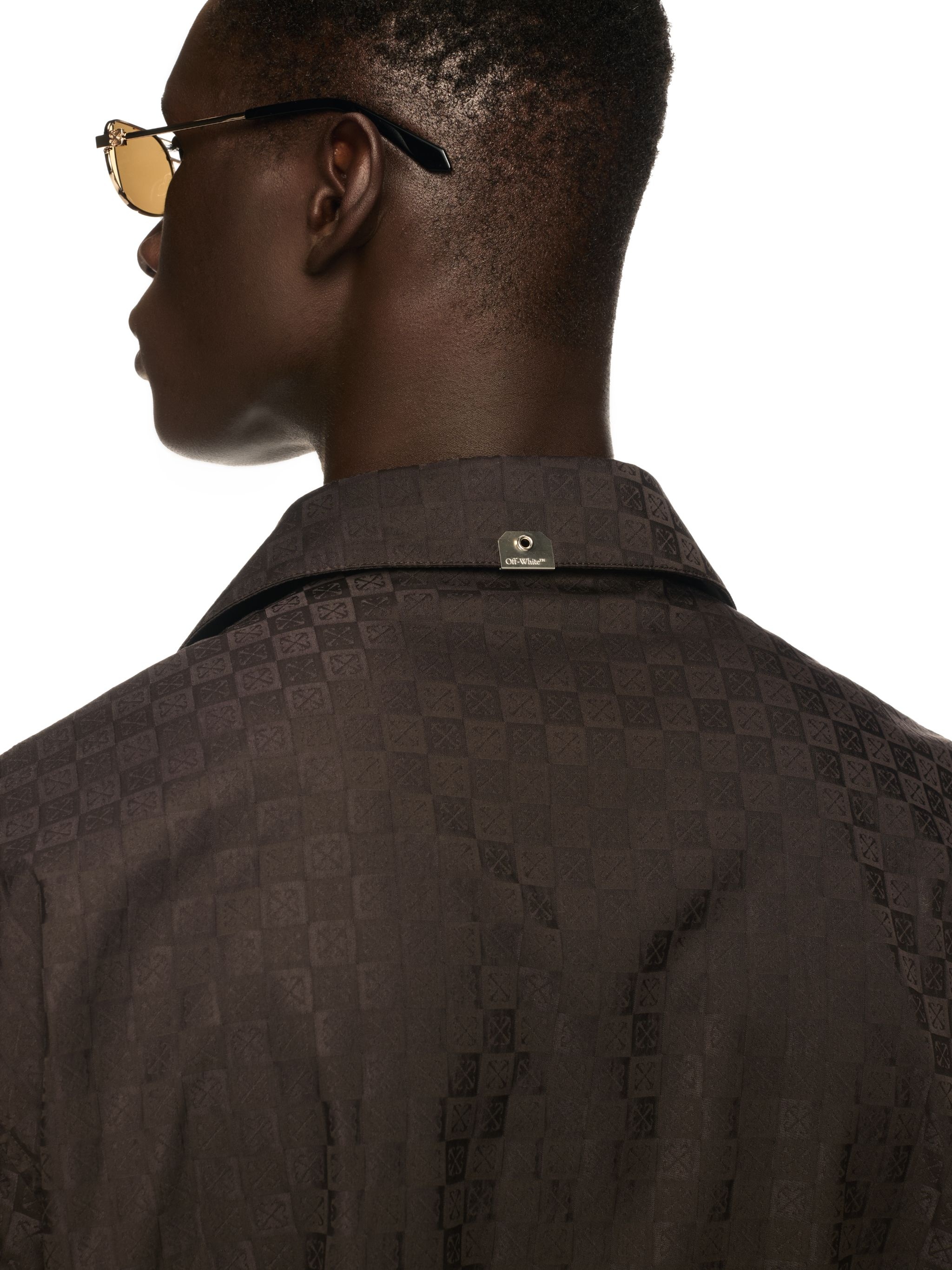 Chocolate Jacquard Check Bowling Shirt - 5