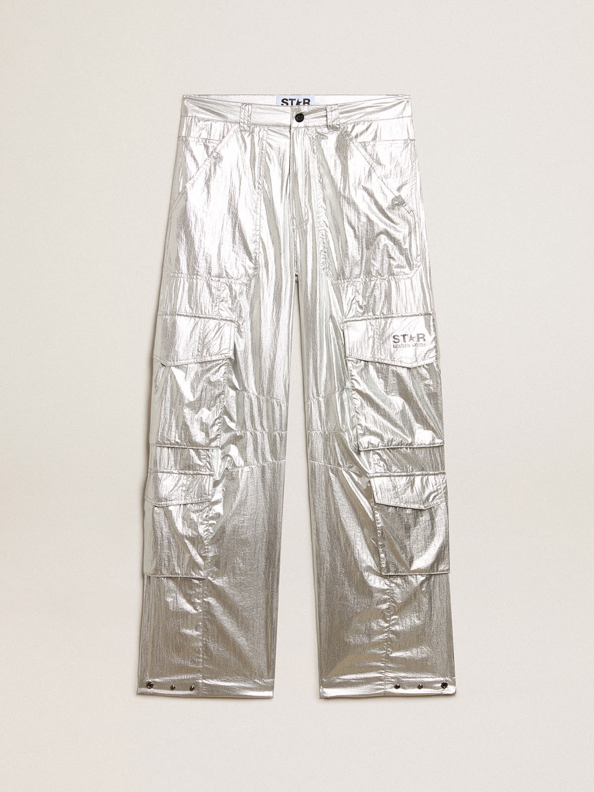 Cargo pants in silver technical fabric - 1