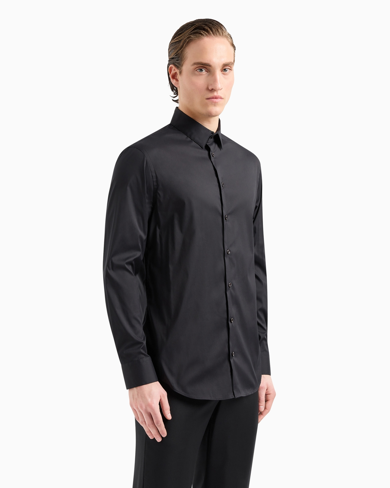 Plain-knit stretch cotton shirt - 4