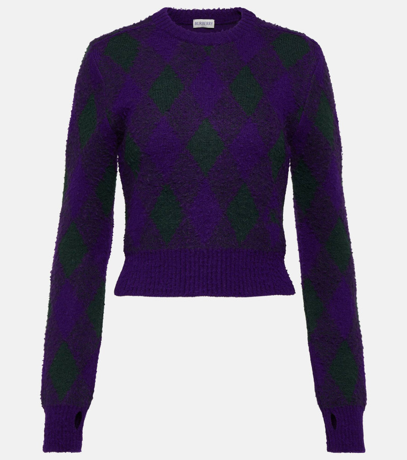 argyle-knit wool cropped jumper 1