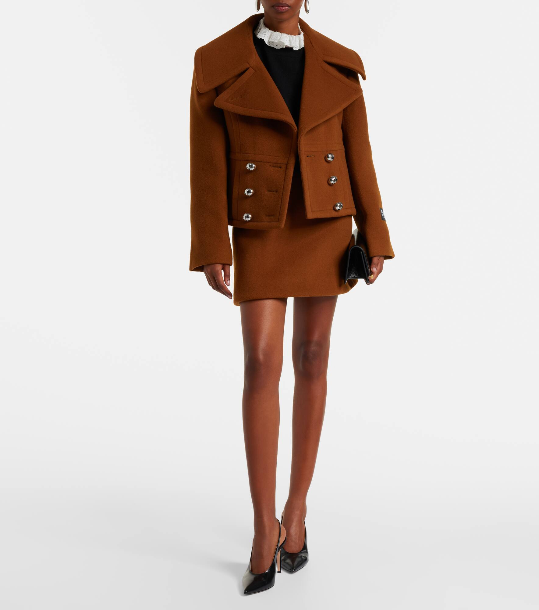 Cropped wool-blend jacket - 2