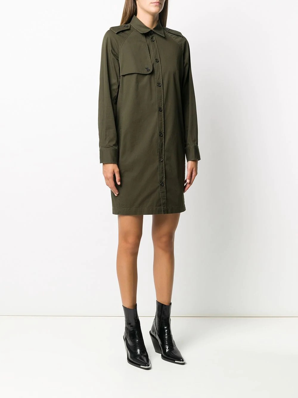 long-sleeve shirt dress - 3