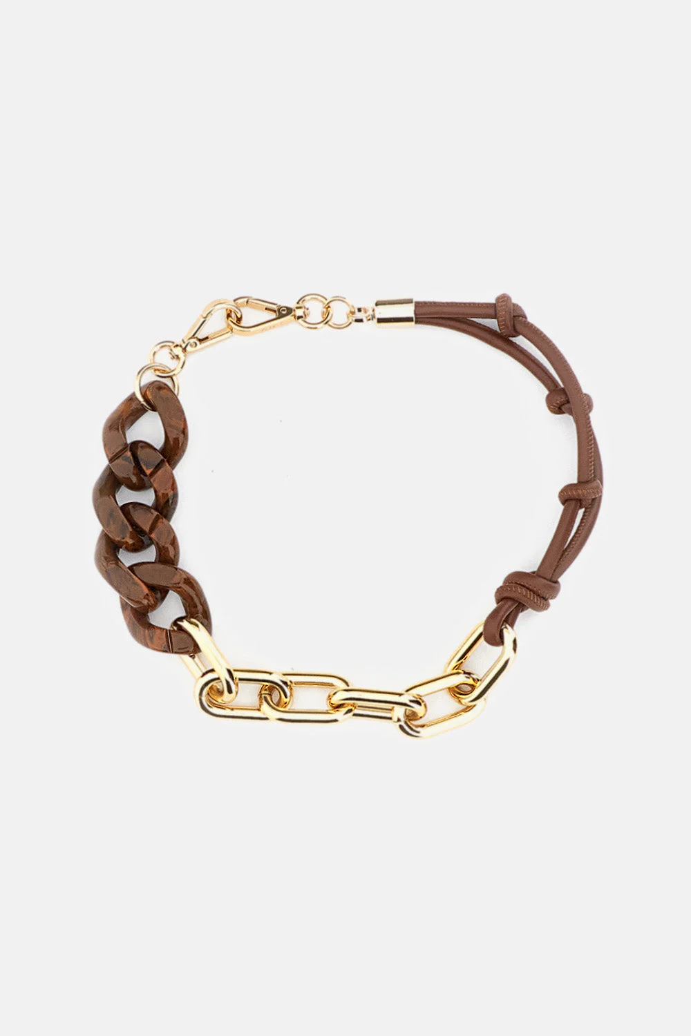 Necklace with mixed chains and cord - 1