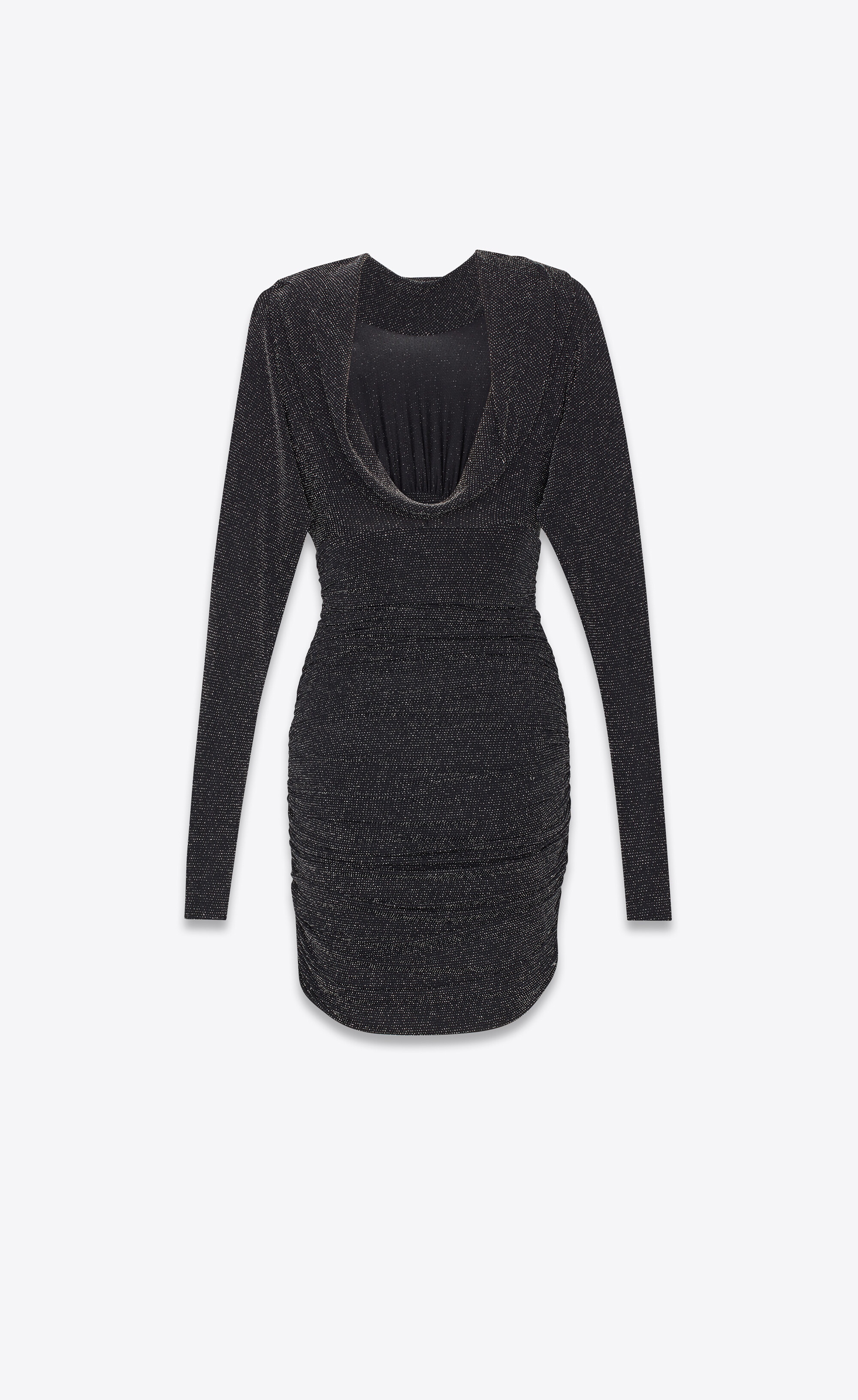 Saint Laurent Cowl Back Dress in Lurex Jersey - Black - Women - S