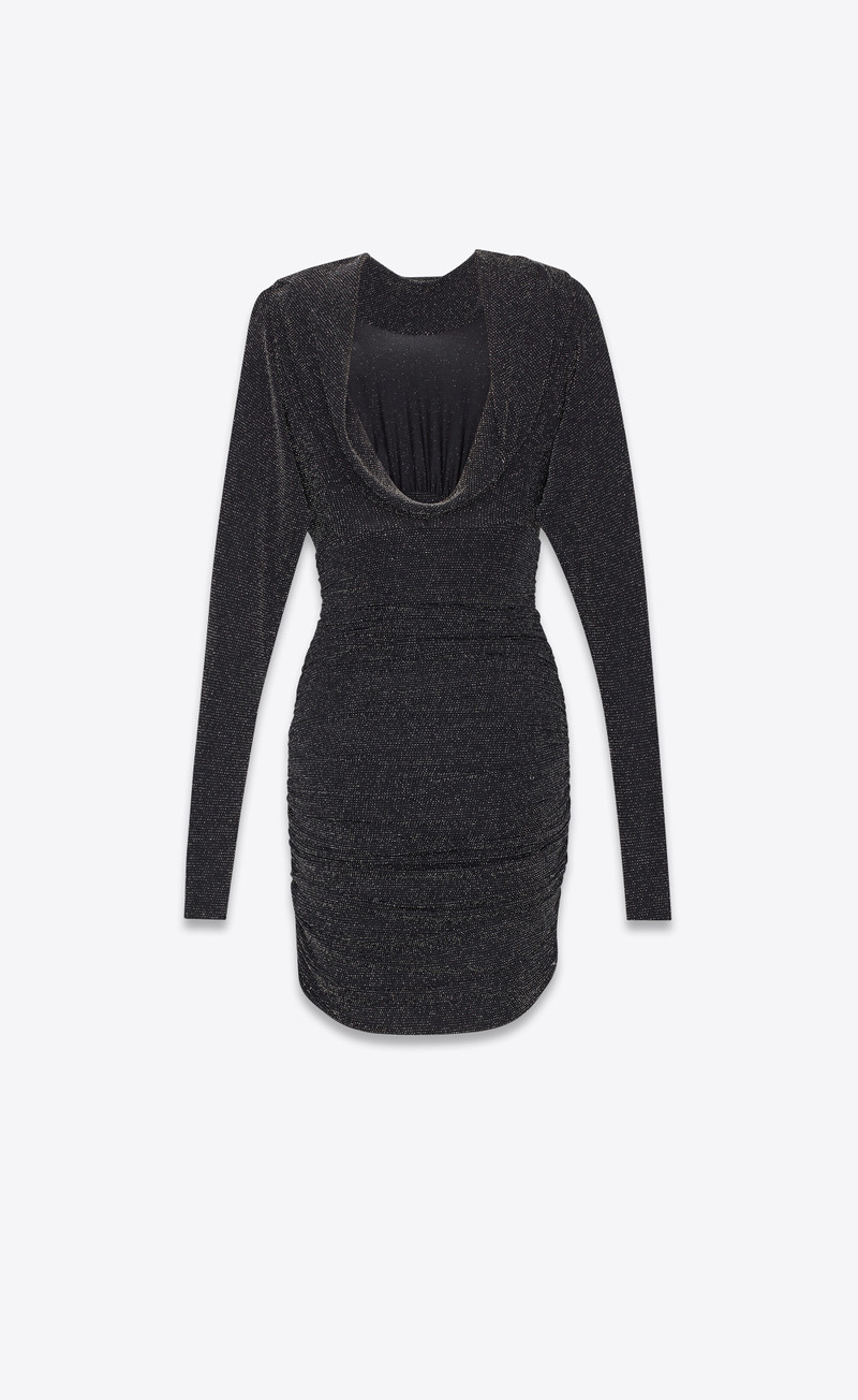 SAINT LAURENT cowl back dress in lurex jersey outlook