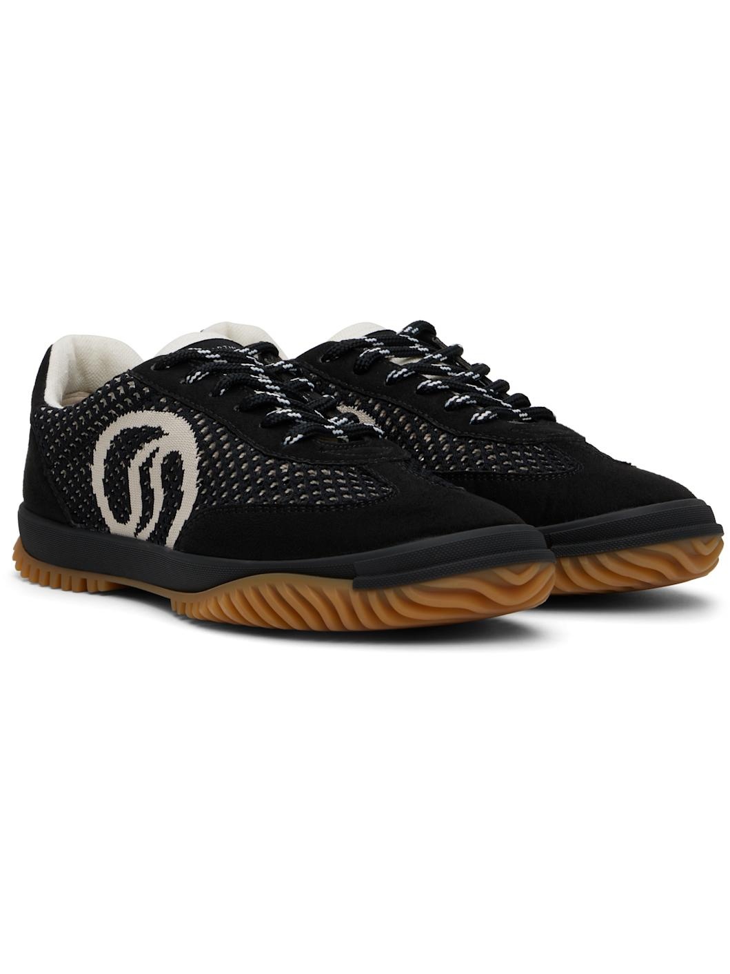 Black & Gray S-Wave Sport Mesh Paneled Sneakers - 4