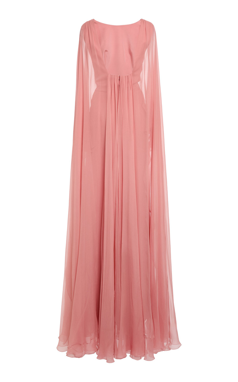 Chiffon Draped Long Dress pink 3
