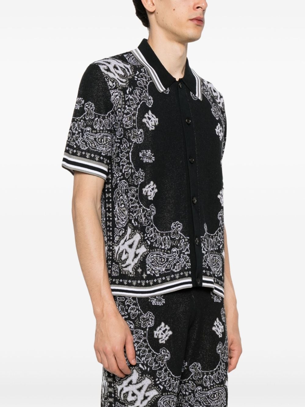 bandana-jacquard knitted polo shirt - 3