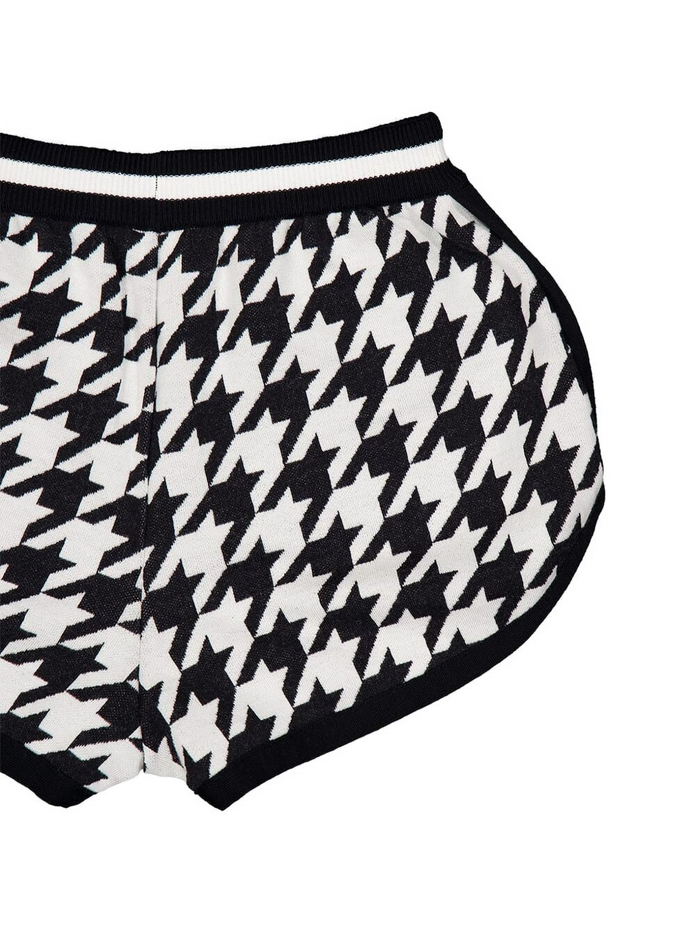 houndstooth knit shorts - 4