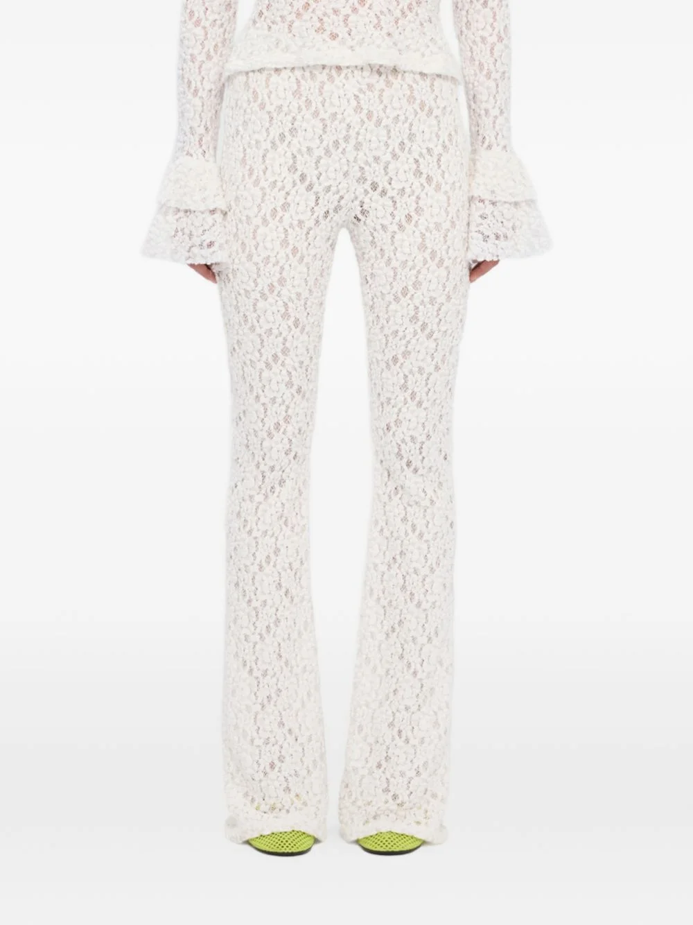 lace flared trousers - 1