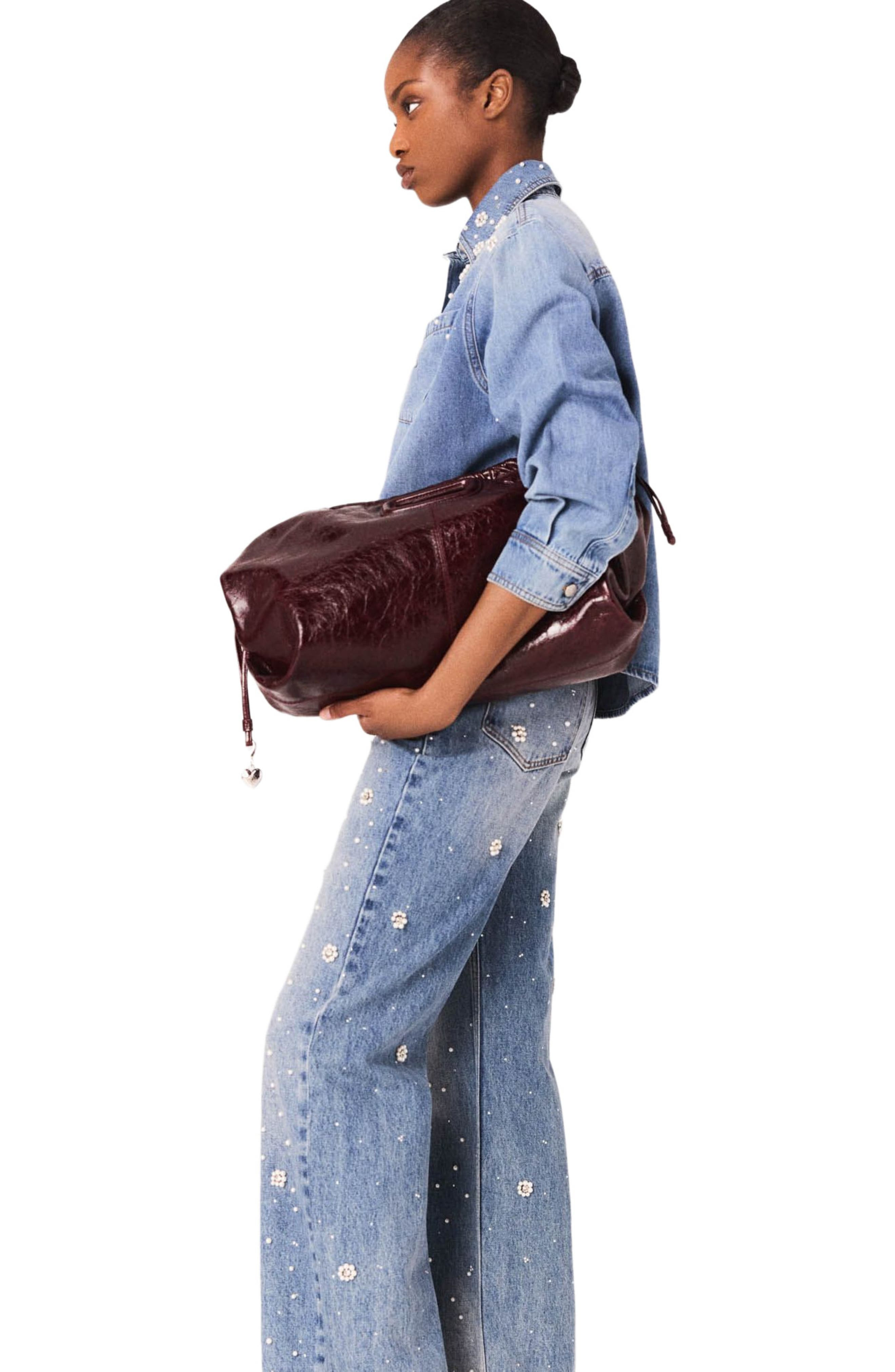 maje Denim shirt with embroidered beads in Blue at Nordstrom - 3