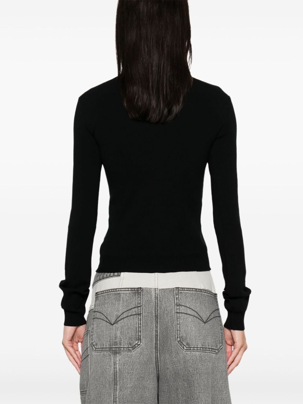 logo-stripe mock-neck top - 4