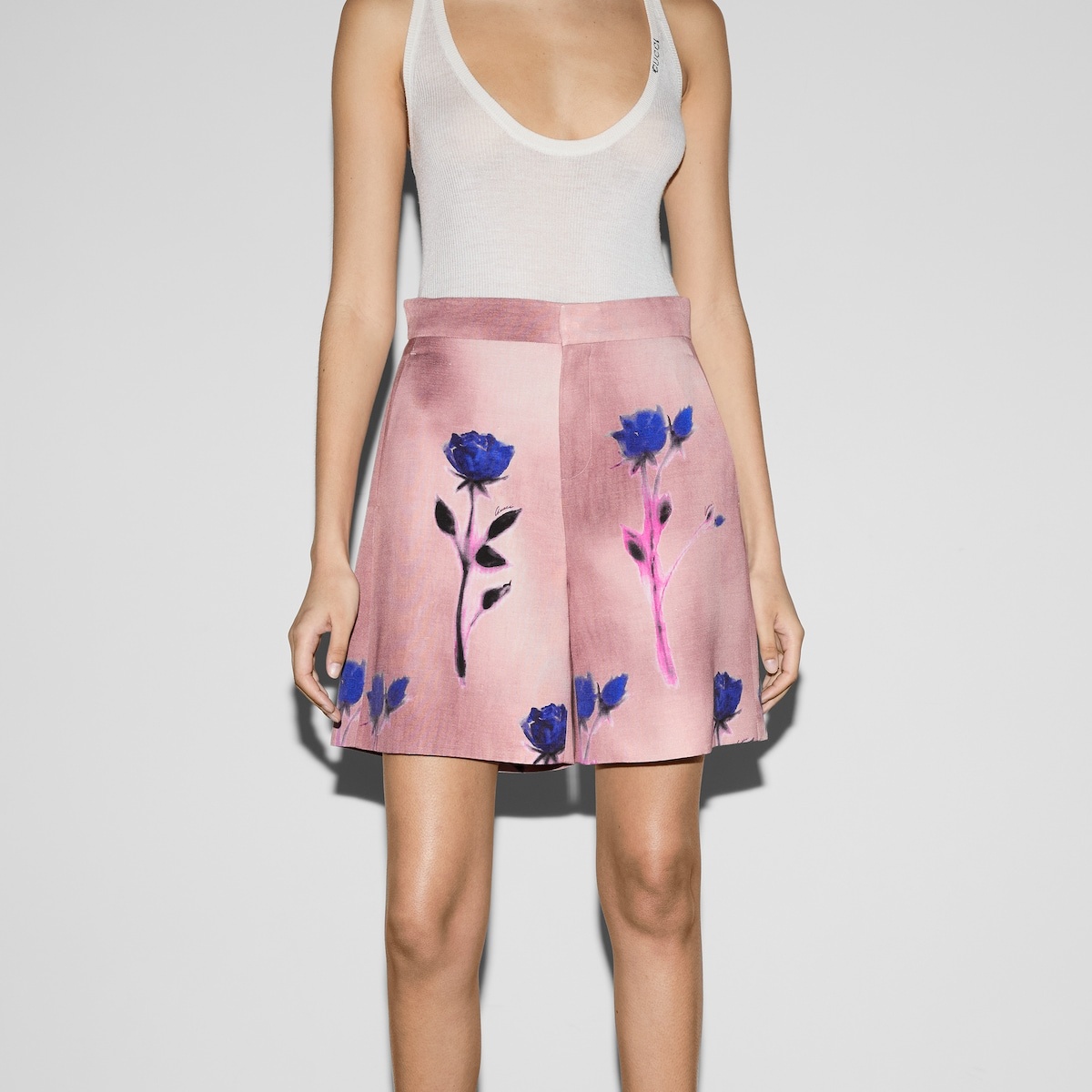 Floral print silk viscose shorts - 3