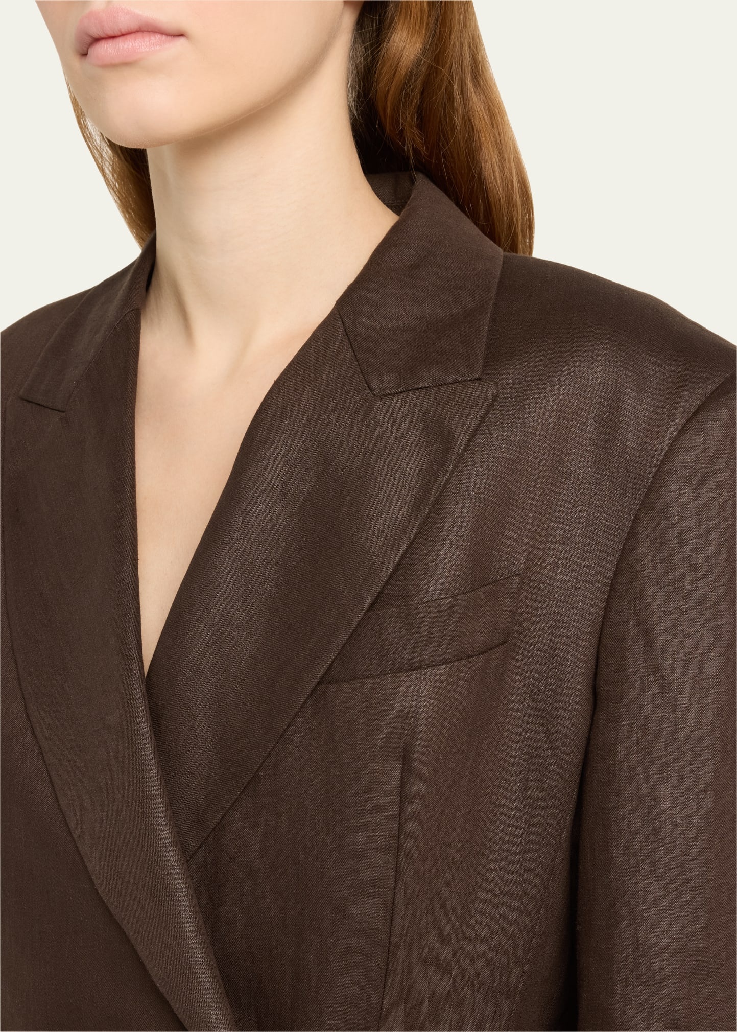 Glossy Linen Diagonal Button Front Blazer - 4