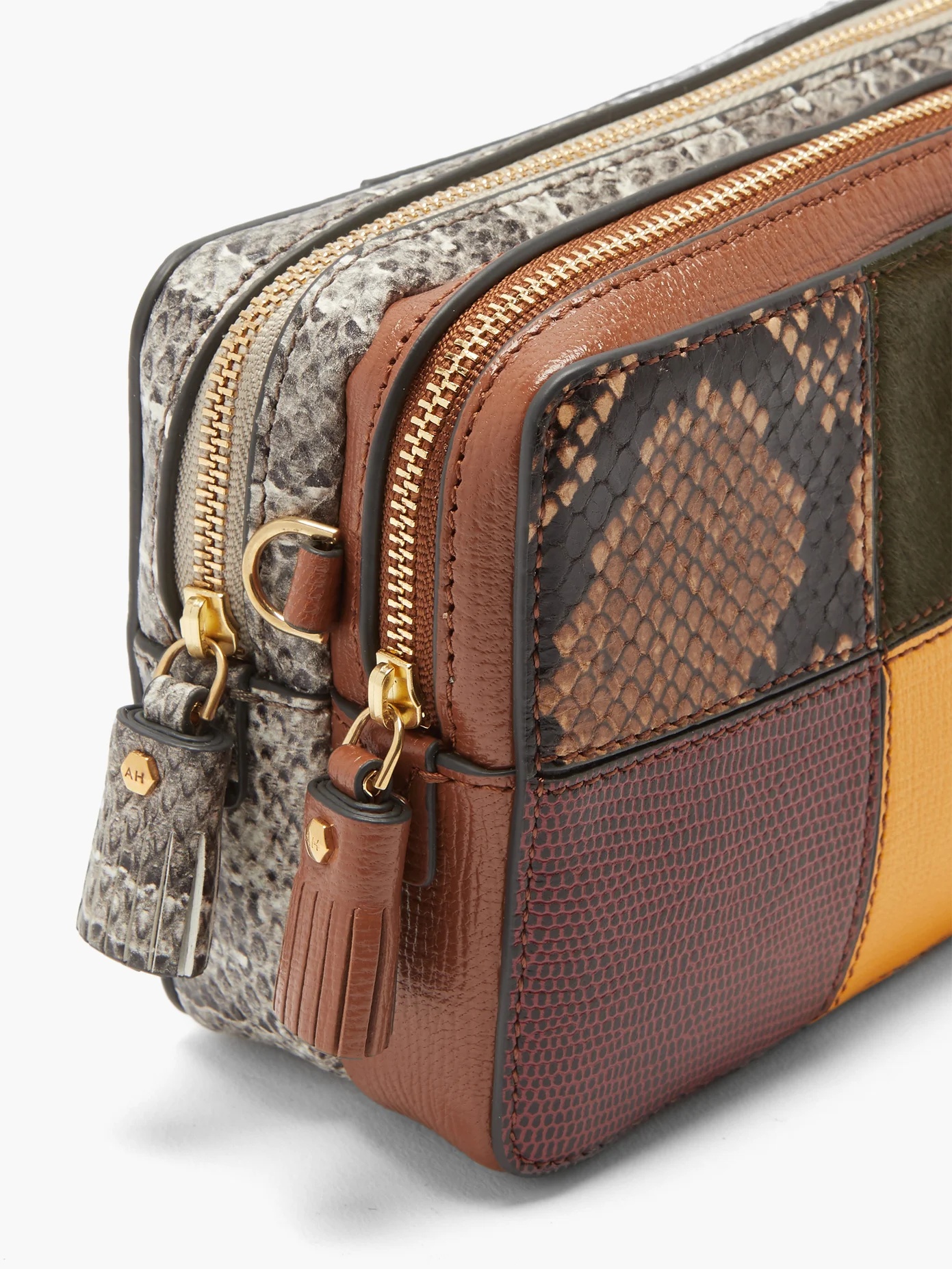 Patchwork snake-effect leather cross-body bag - 6