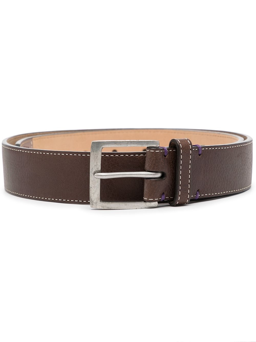 contrast-stitching leather belt - 1