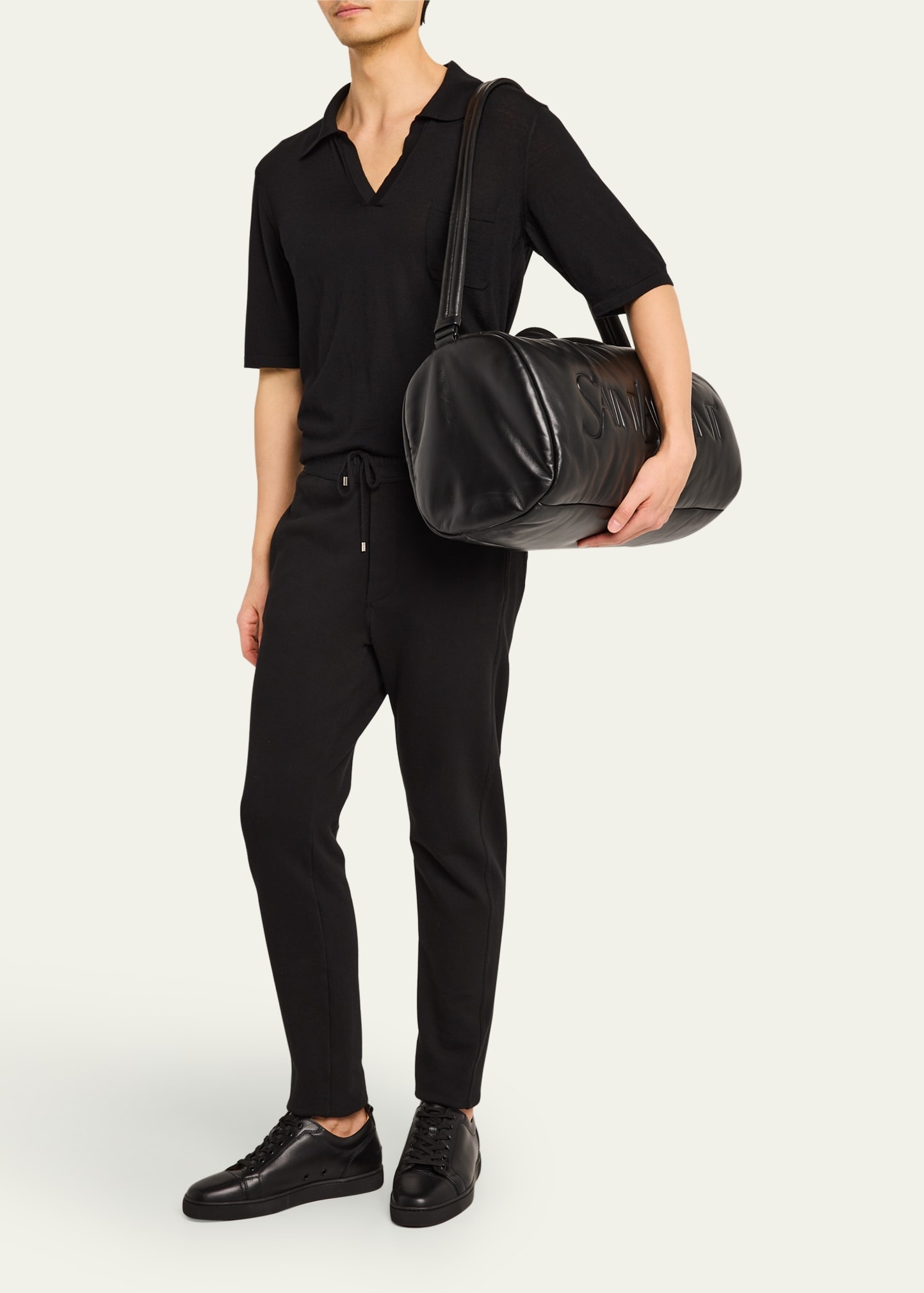 Men's Leather Logo Duffel Bag - 6