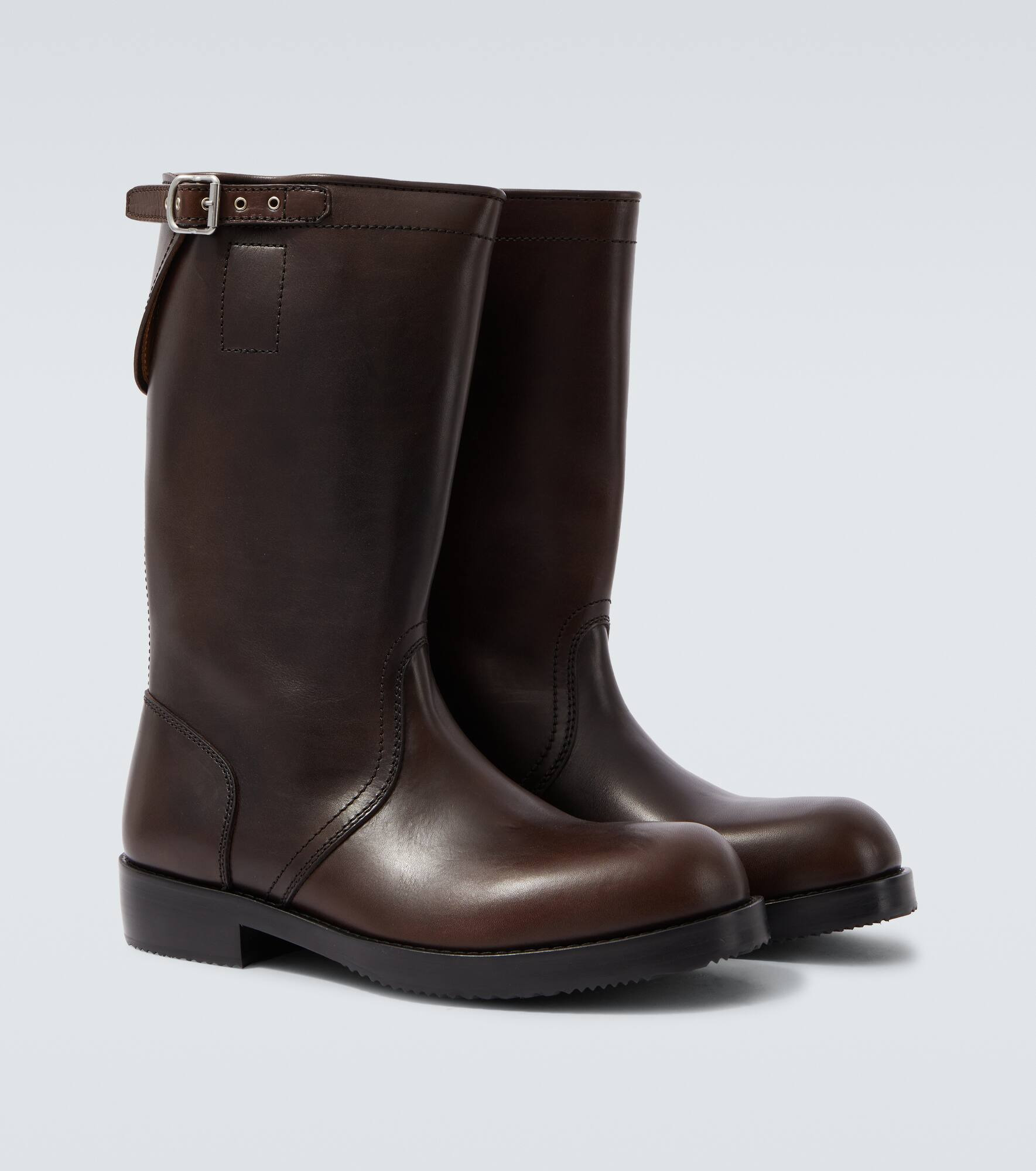 Leather biker boots - 5