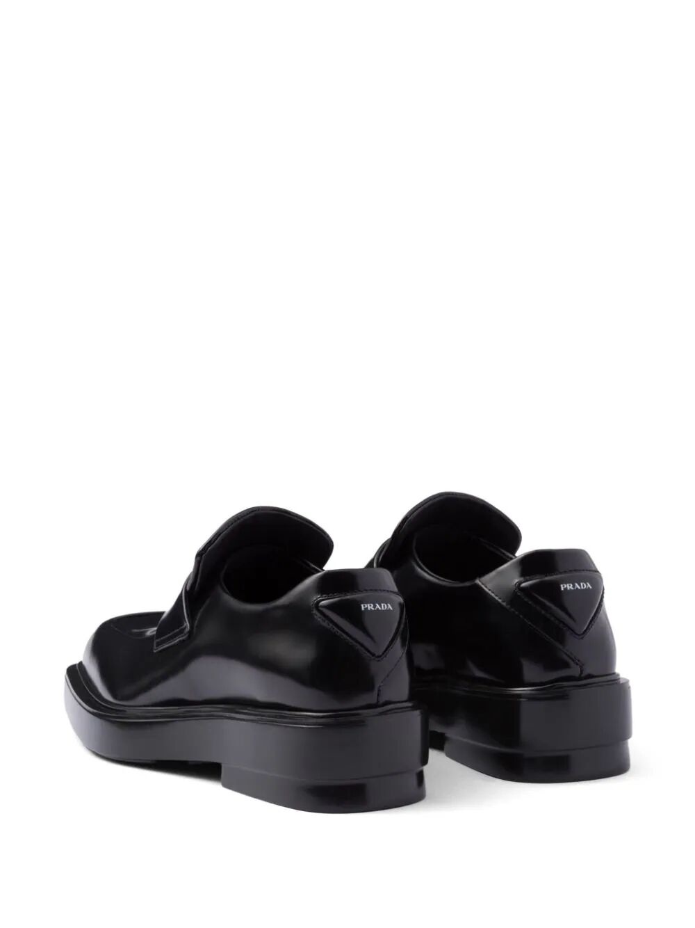 PRADA FENDER SQUARE LEATHER LOAFERS - 23