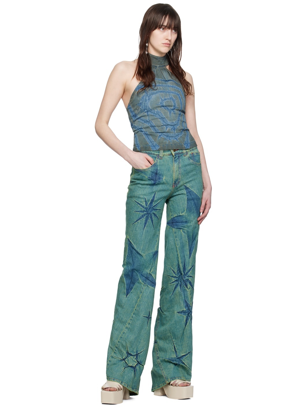SSENSE Exclusive Khaki & Blue Denim Tank Top - 4