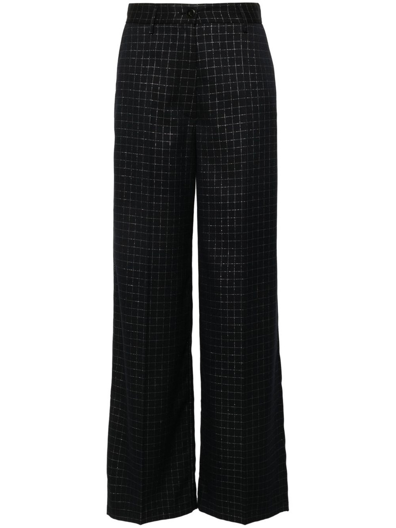 check-pattern wide-leg trousers 1