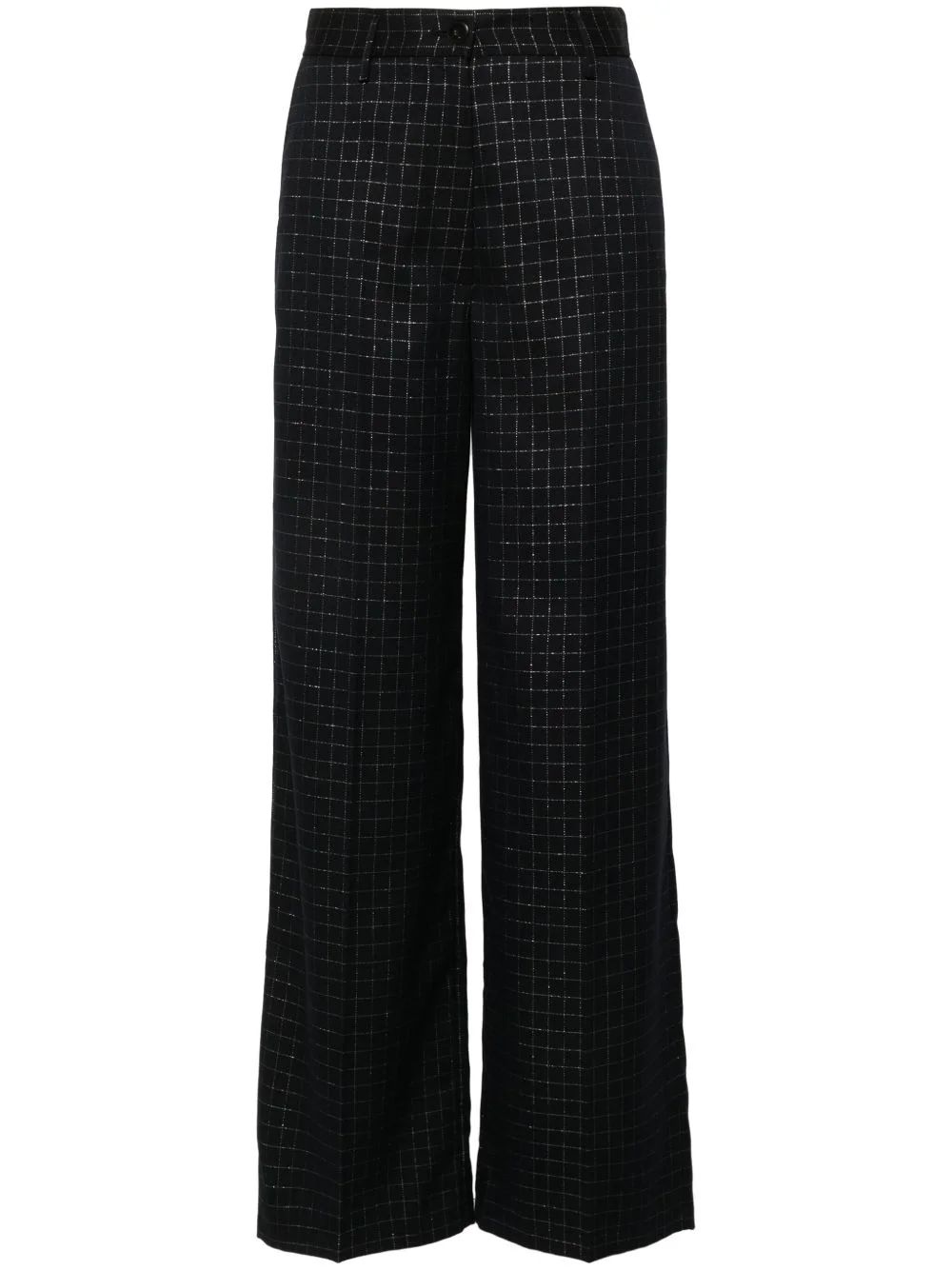 check-pattern wide-leg trousers - 1