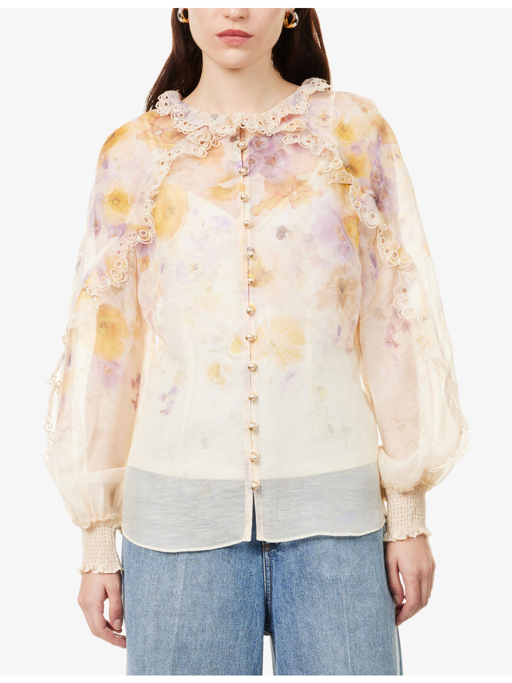 Memento Embroidered Linen And Silk Blouse - 3