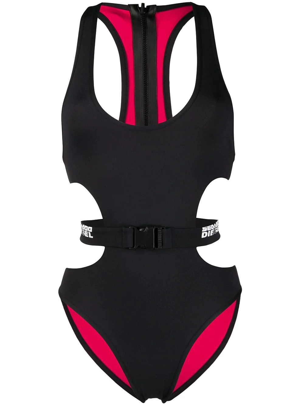 buckled belt reversible swimsuit - 1