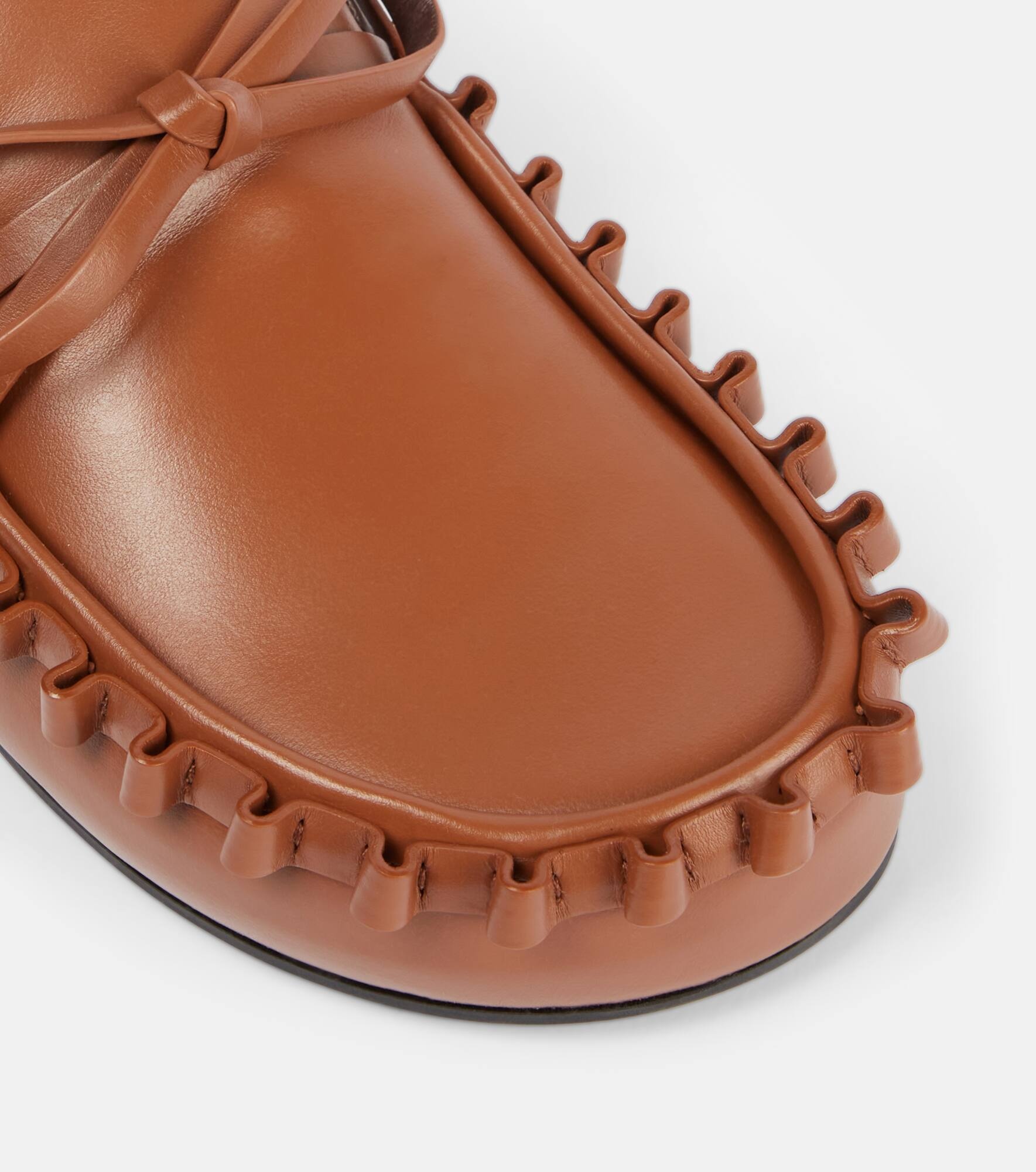Ruffled leather mules - 5