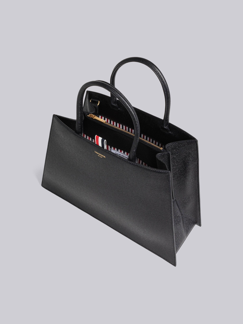 logo print grained leather tote 5