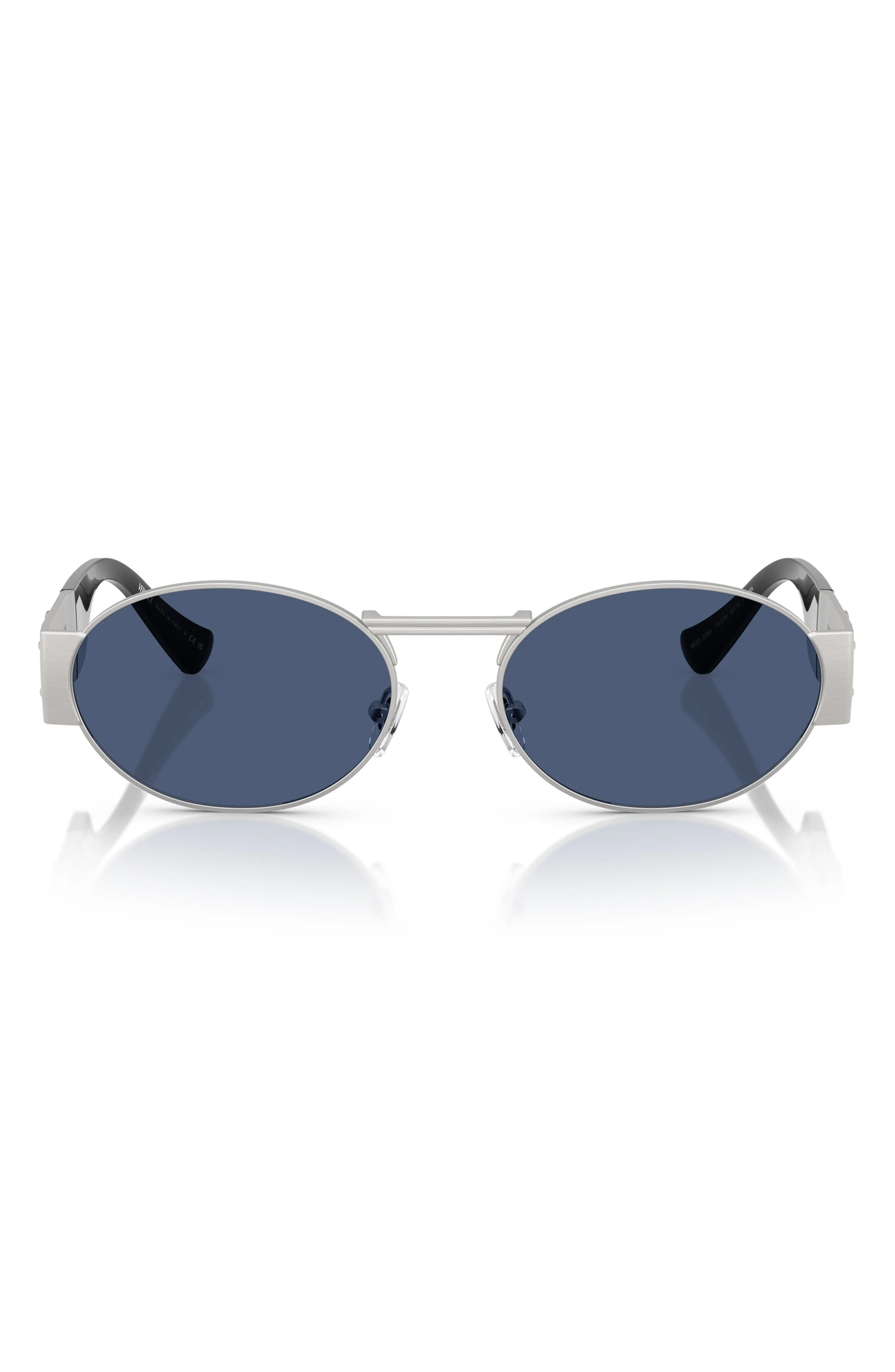 Versace 56mm Oval Sunglasses in Silver /Dark Blue at Nordstrom - 1
