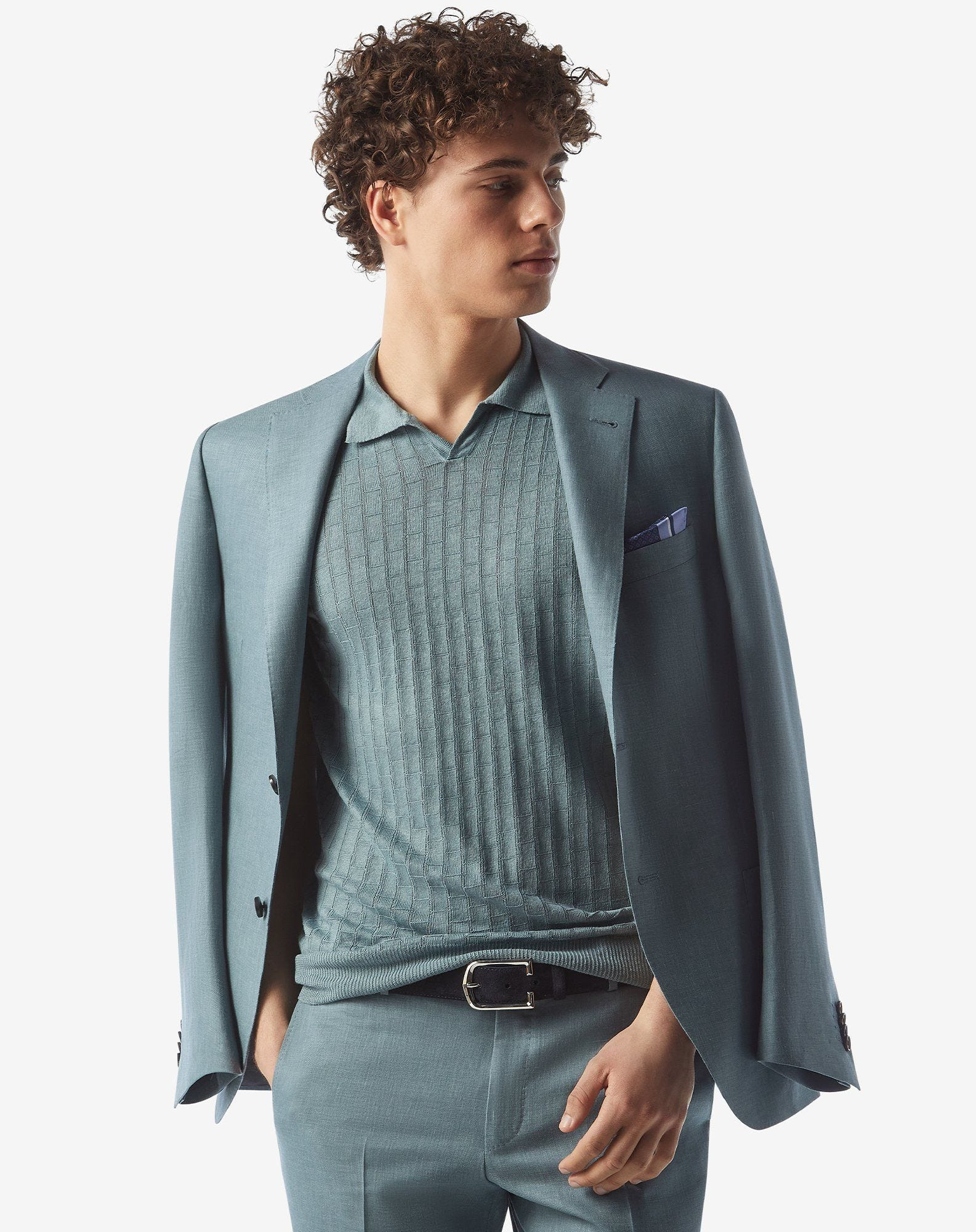 Aviator blue wool, linen and silk suit - 4