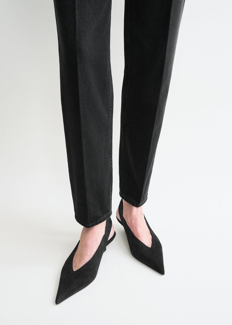 Tapered leg denim faded black 6