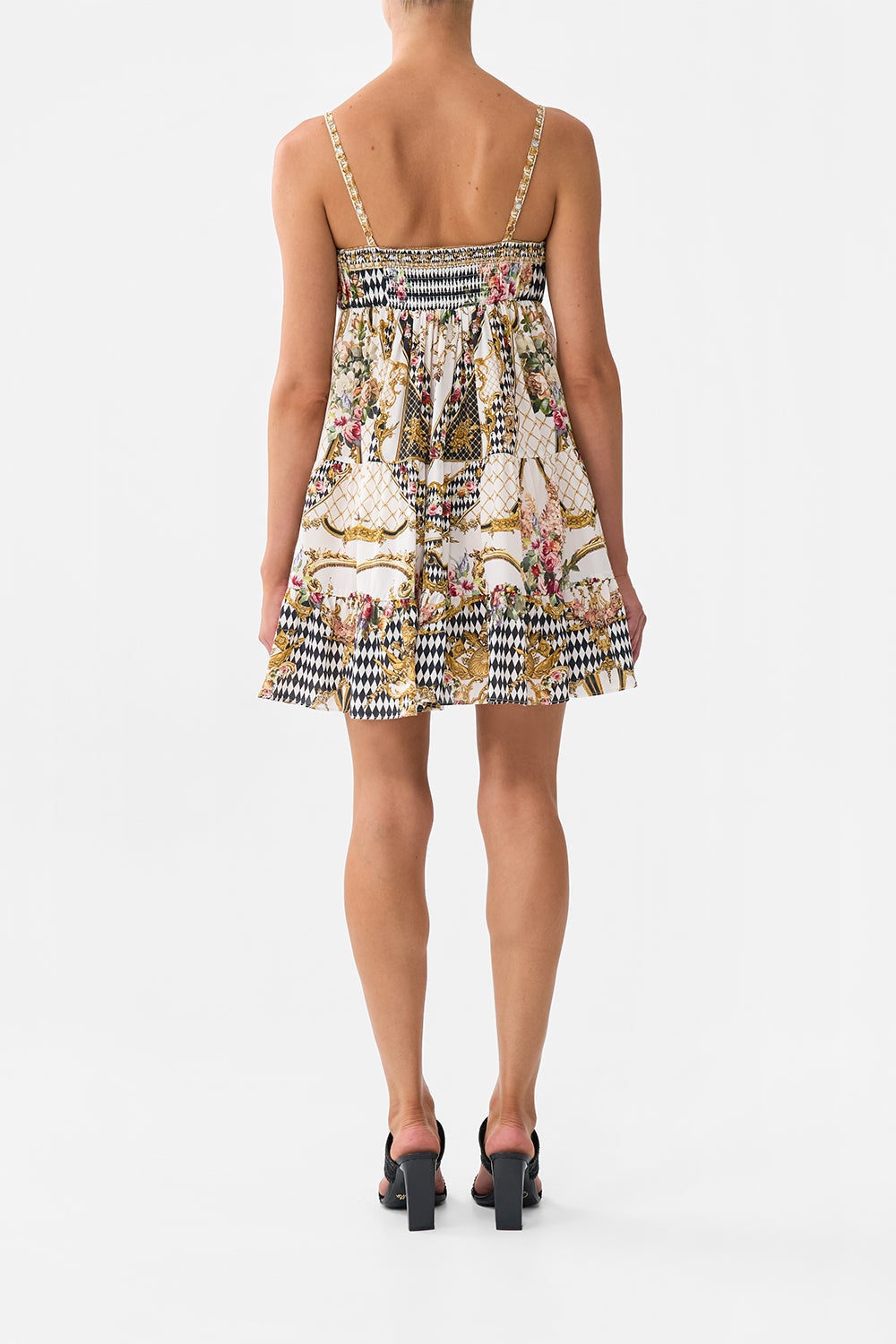 GATHERED BUST TIERED MINI DRESS - 3