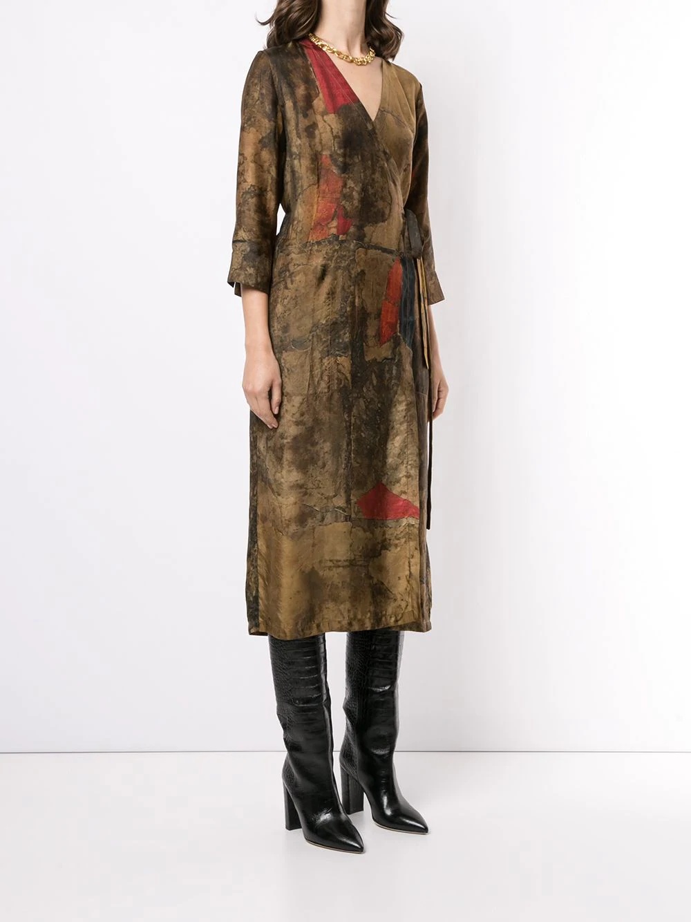 abstract-print wrap dress - 3